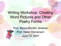 Writing Workshop: Creating Word Pictures and Other