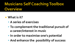 Musicians self coaching Toolbox Overview