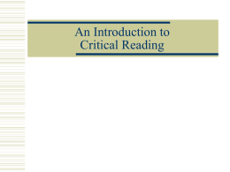 Critical reading - Issaquah Connect