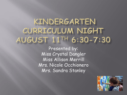Kindergarten Parent Information Presentation