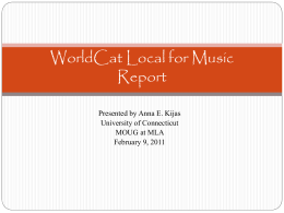 World Cat Local for Music Report