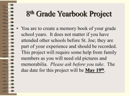 8th Grade Yearbook Project - St. Joseph Catholic School, Ost