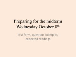 Preparing for the midterm Wednesday October 8th
