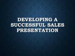 Effective Sales Presentations