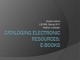 Cataloging electronic resources