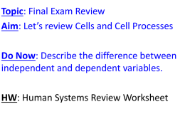 Cells and Cell Processes Final Review
