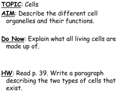 TOPIC: Cells AIM: What are the parts of a cell?