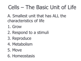 Cells – The Basic Unit of Life - Belle Vernon Area School District