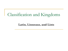 Taxonomy and Kingdom Notes