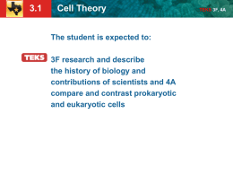 3.1 Cell Theory TEKS 3F, 4A Cells have an internal
