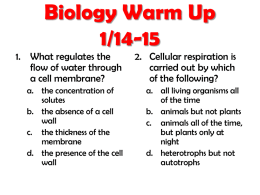 Biology Warm Up 1/14-15