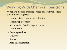 Working With Chemical Reactions