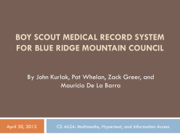 Boy Scout Medical Record System for Blue Ridge