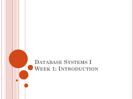 Database Systems I: Introduction