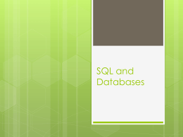 SQL and Databases - UTPA Faculty Web