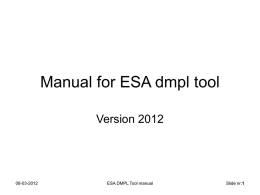 Manual for ESA dmpl tool - ESA M&P database server for