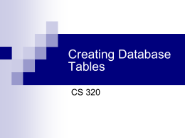 Creating Tables 1