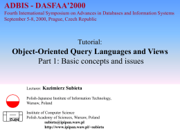Object-Oriented Query Languages and Views