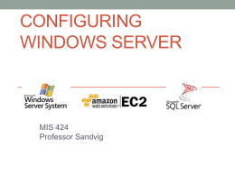 Windows Server Configuraton - Western Washington University