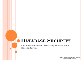 Database Security - Information Security and Policy Office