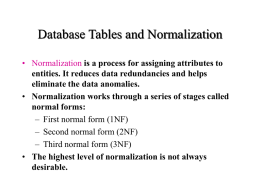 Database Tables and Normalization
