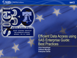 Efficient Data Access using SAS Enterprise Guide: Best