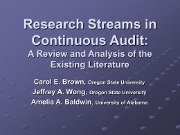 Research Stream in Continuous Audit