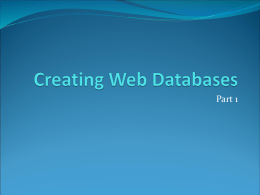 Creating Web Databases.