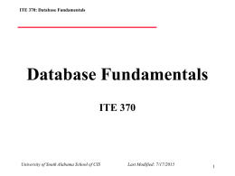 Database Fundamentals - School of Computing Homepage