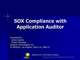 SOX Compliance – A Practical Look at Application Auditor