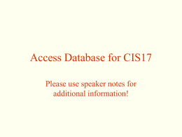Access Database for CIS17 - Bristol Community College