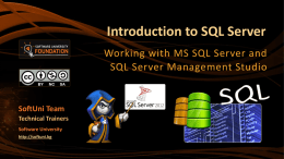 Introduction to MSSQL Server
