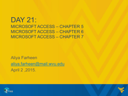 Day 21:MICROSOFT ACCESS – CHAPTER