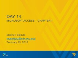 Day 14:MICROSOFT access – CHAPTER 1