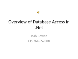 Overview of Database Access in .Net