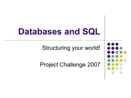 Databases and SQL - Clarkson University