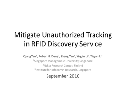 Pseudonym-based RFID Discovery Service to Mitigate