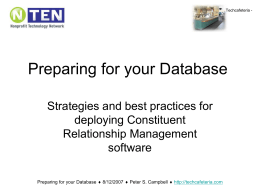 Preparing for your Database