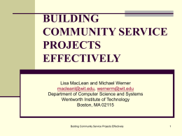 BUILDING COMMUNITY SERVICE PROJECTS EFFECTIVELY