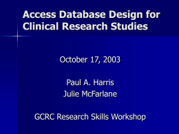 Clinical Database Design