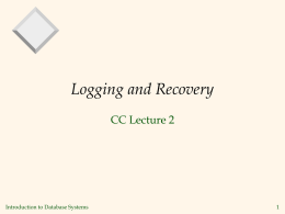 Logging and Recovery