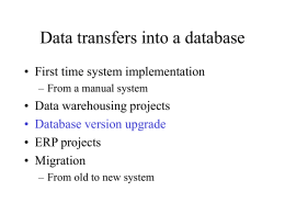 Data transfers into a database