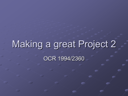 Making a great Project 2