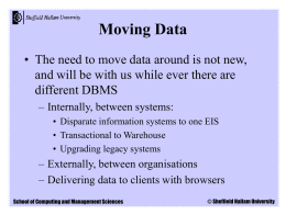 Moving Data - Sheffield Hallam University