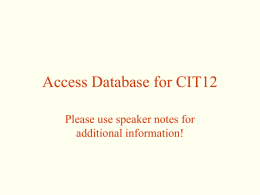 Access Database for CIS17