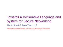 Declarative Networking - University of Pennsylvania