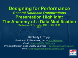 Designing for Performance - General Database