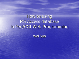 How to using MS Access database in Perl/CGI Web Programming