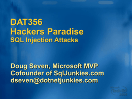DAT356 - Hackers Paradise: SQL Injection Attacks