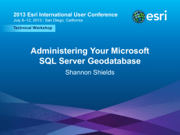 Administering Your Microsoft SQL Server Geodatabase